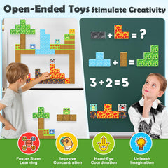 Matchtiles STEM Montessori sensory play promotes critical thinking during construction.