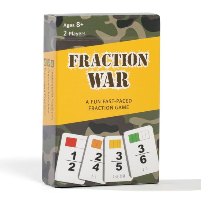 Math Magic Fraction War contents include 58 cards and instructions.