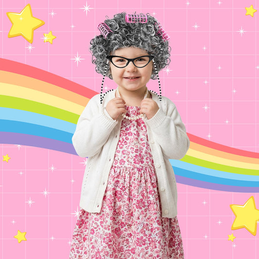 Matiniy old lady glasses with clear lenses for safe, playful cosplay.