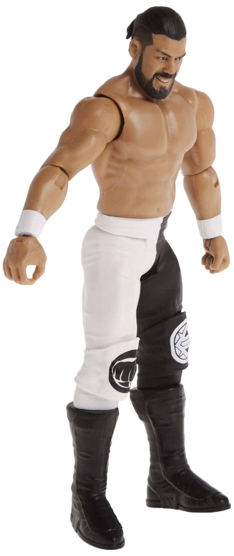 Mattel Andrade WWE WrestleMania 37 action figure face detail for display realism.