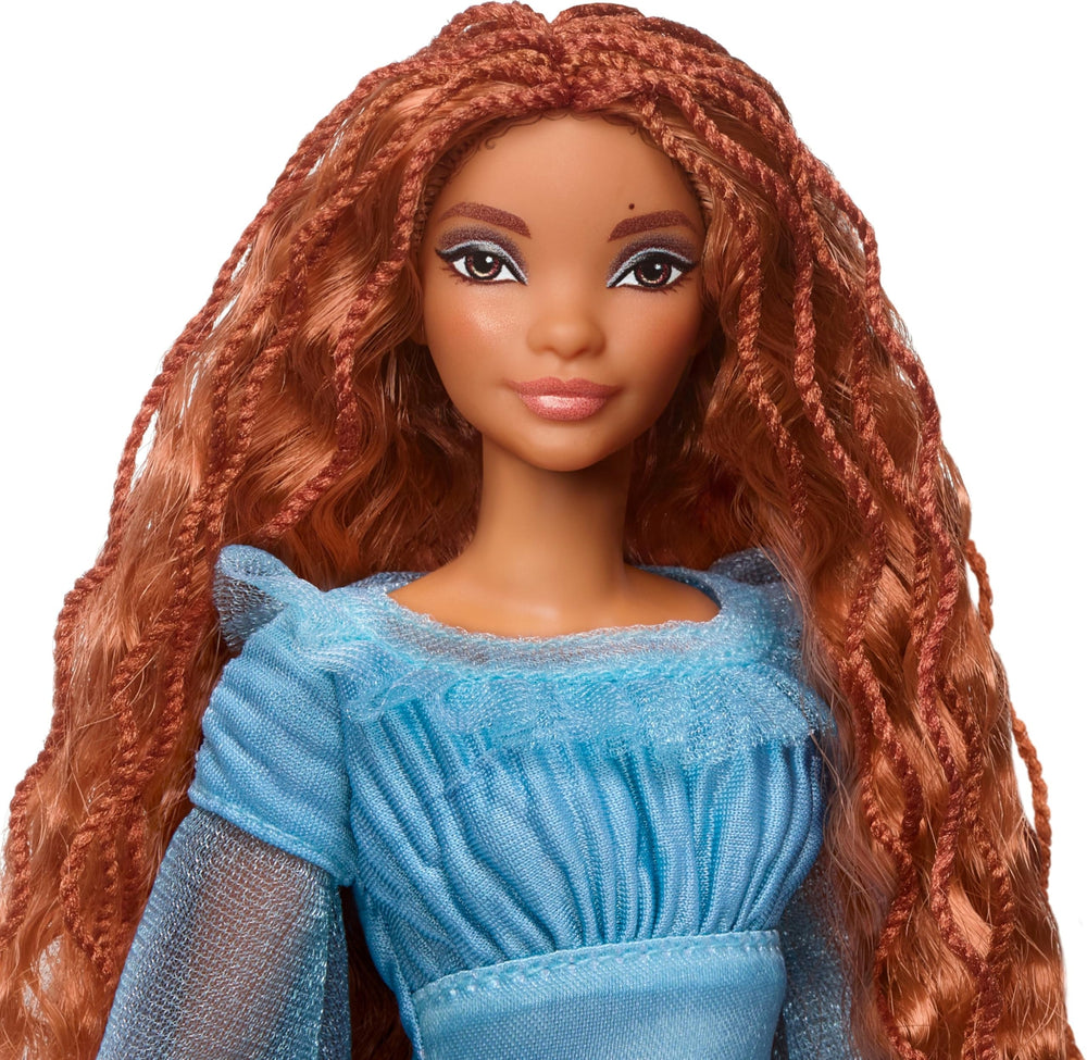 Mattel Ariel blue-dress-removable-shoes showing removable outfit pieces for customization.