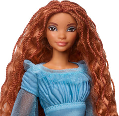 Mattel Ariel blue-dress-removable-shoes showing removable outfit pieces for customization.