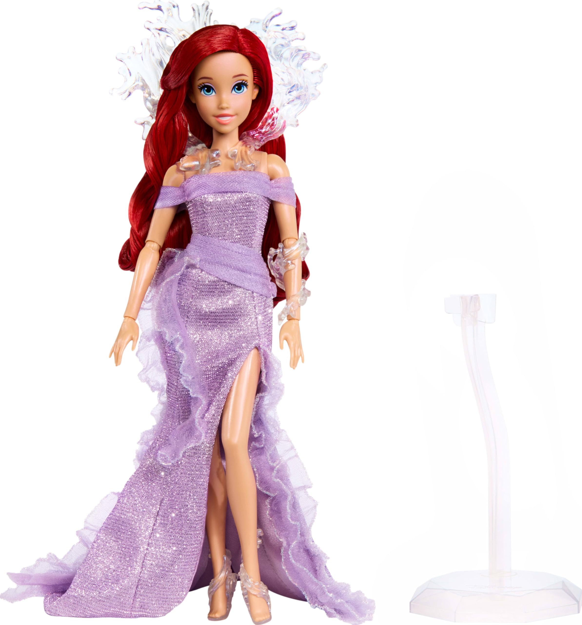 Mattel Ariel doll stand and premium packaging support safe display and gifting.