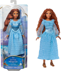 Mattel Ariel on-land-dress-pose showcasing her signature blue dress for imaginative play.