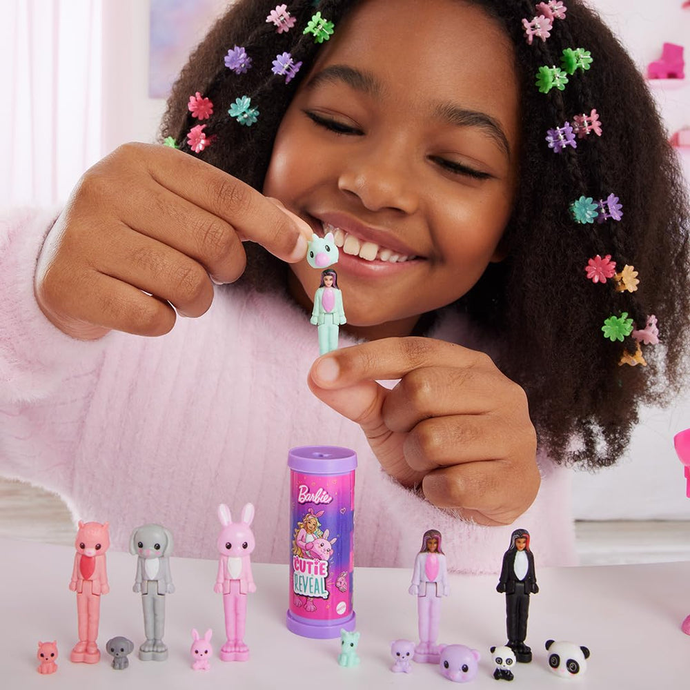 Barbie Mini Cutie Reveal Doll wearing trendy outfits for creative dress-up play