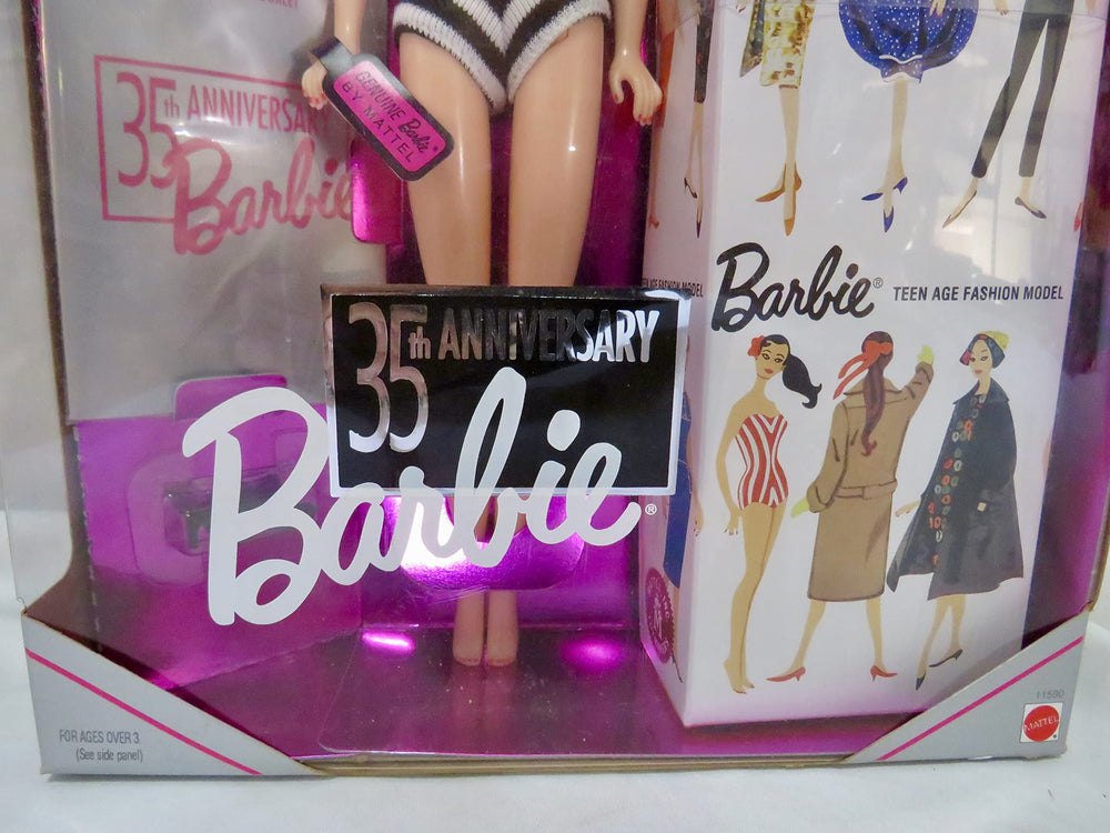 Mattel Barbie Original 1959 Blonde Doll on shelf, perfect retro decor.