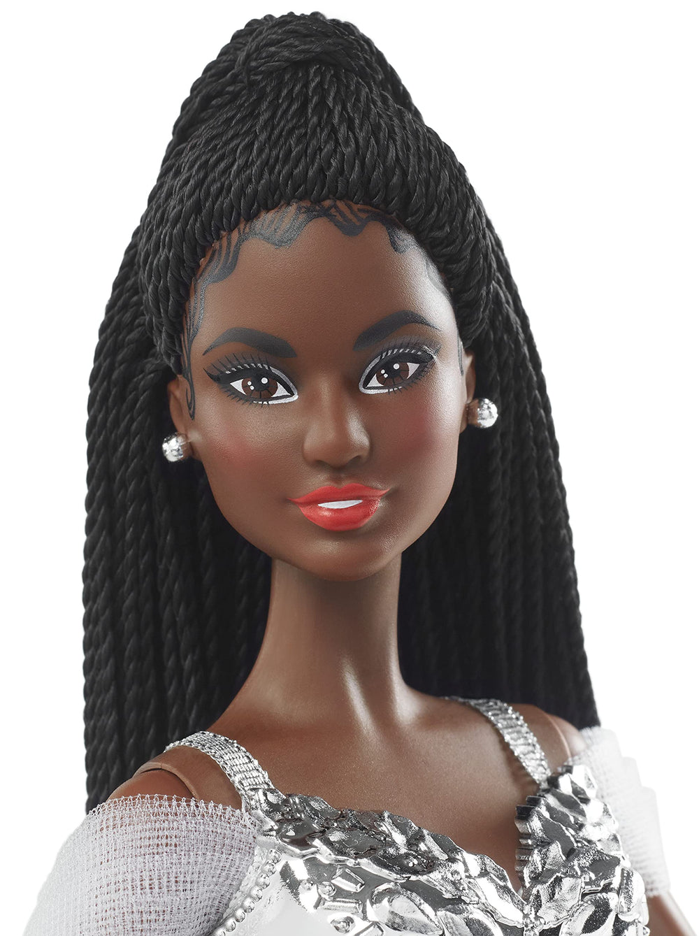 Barbie Signature 2021 Holiday doll with off-the-shoulder sleeves, ideal for festive display.