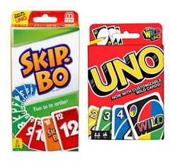 Mattel Bjdesign Skip-Bo Uno bundle of cards for family game night.