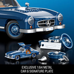 Mattel Brick Shop exclusive metal car enhances collector-worthy presentation.