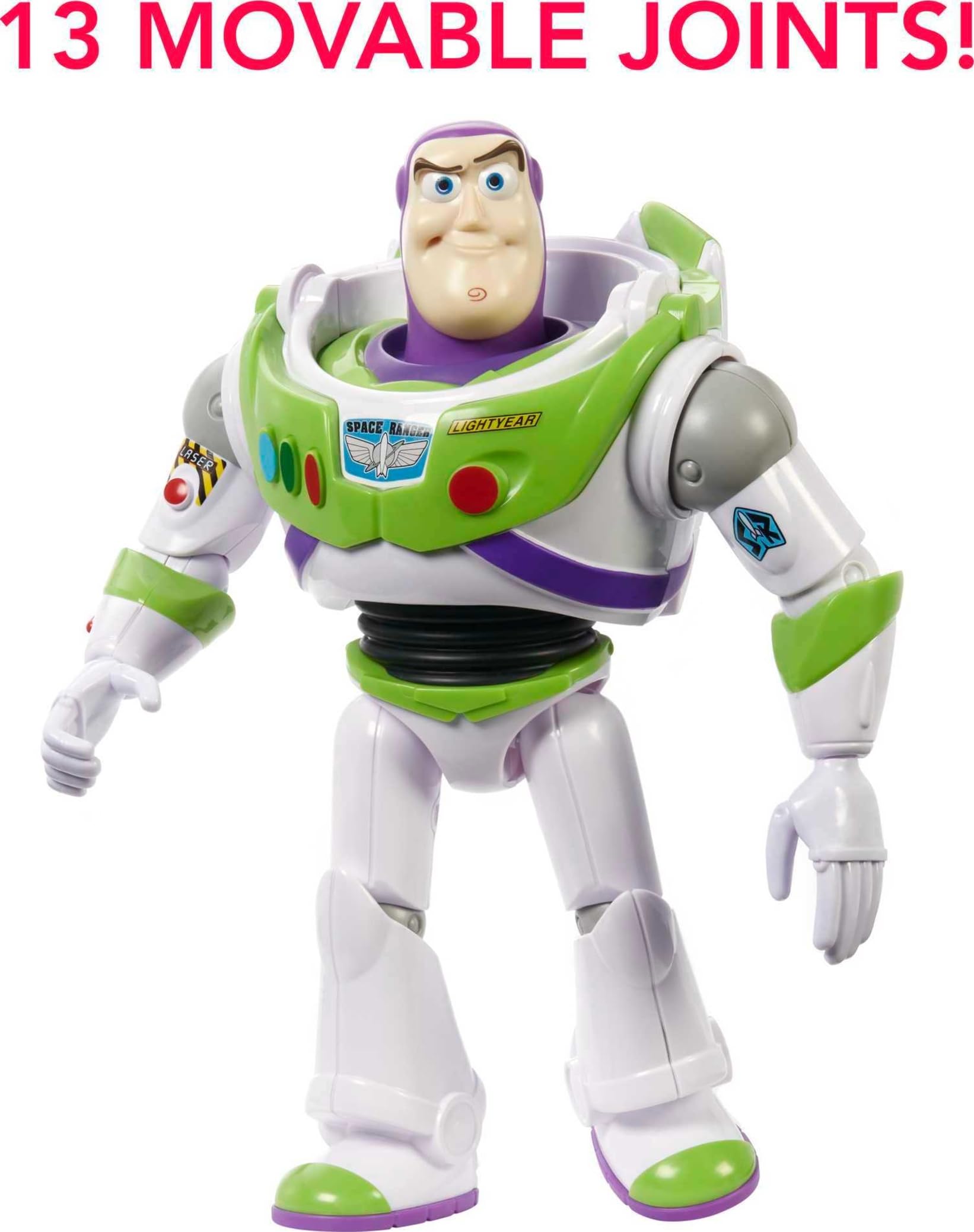 Mattel Buzz Lightyear 13-joint poseability enables exciting action poses and storytelling.