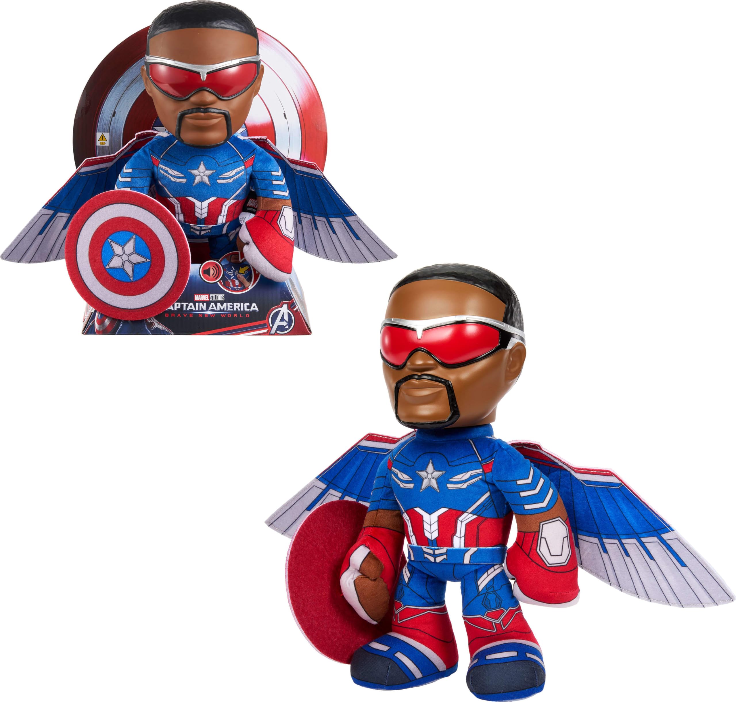 Mattel Captain America Brave New World plush with sound chest for interactive play