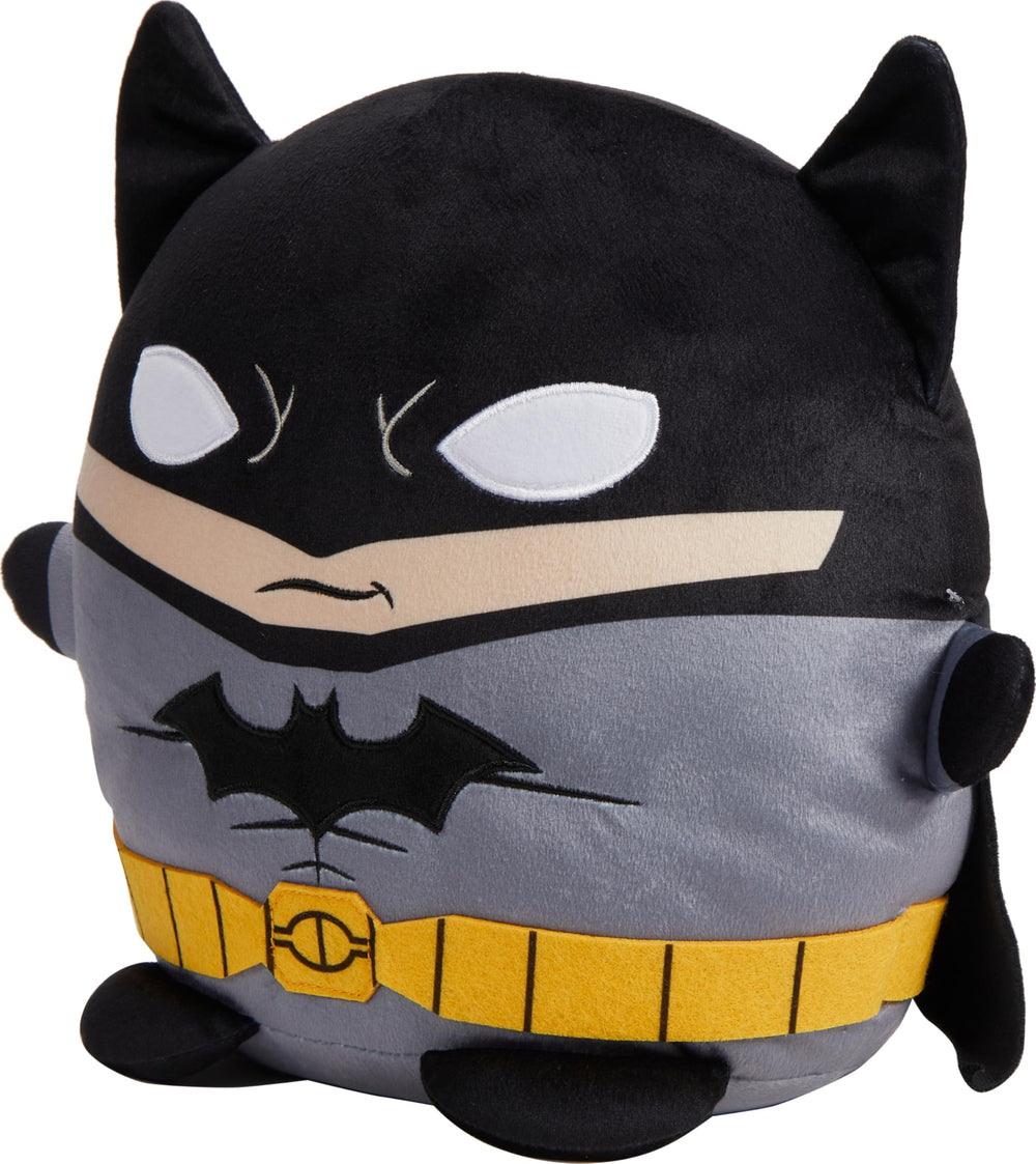 Mattel Cuutopia Batman plush toy side view, ideal for on-the-go comfort and display