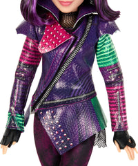 Mattel Descendants Mal features iconic purple hair detail.