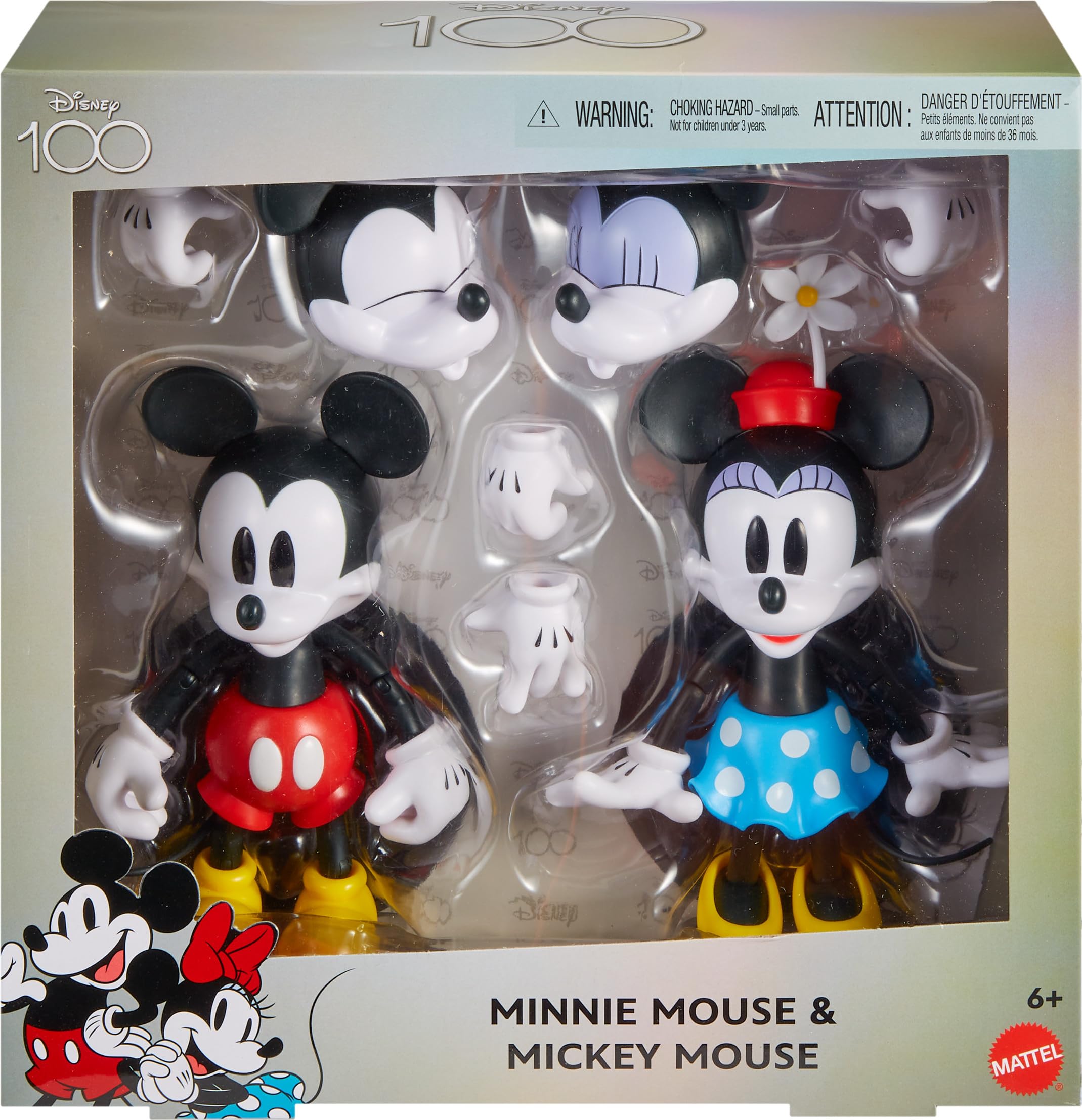 Mattel Disney 100 Mickey figure posing with stand for easy display