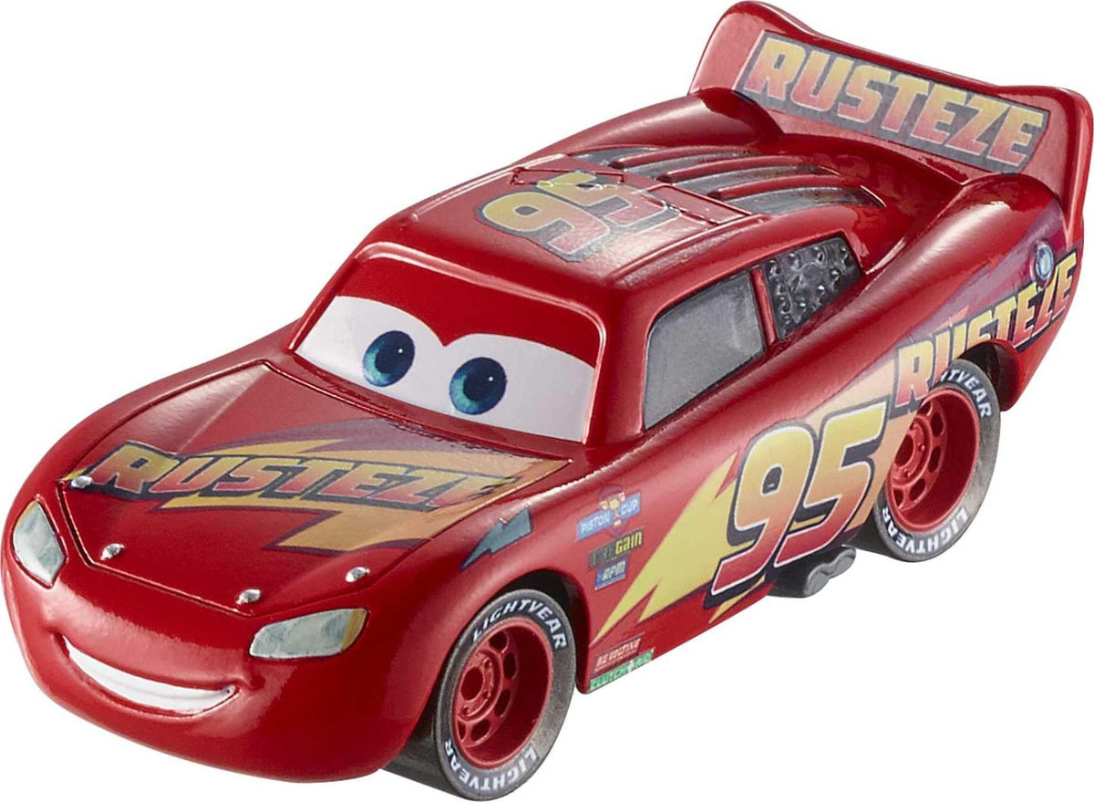 Mattel Disney Cars 3 Rust-Eze Lightning McQueen die-cast car on track for display and play