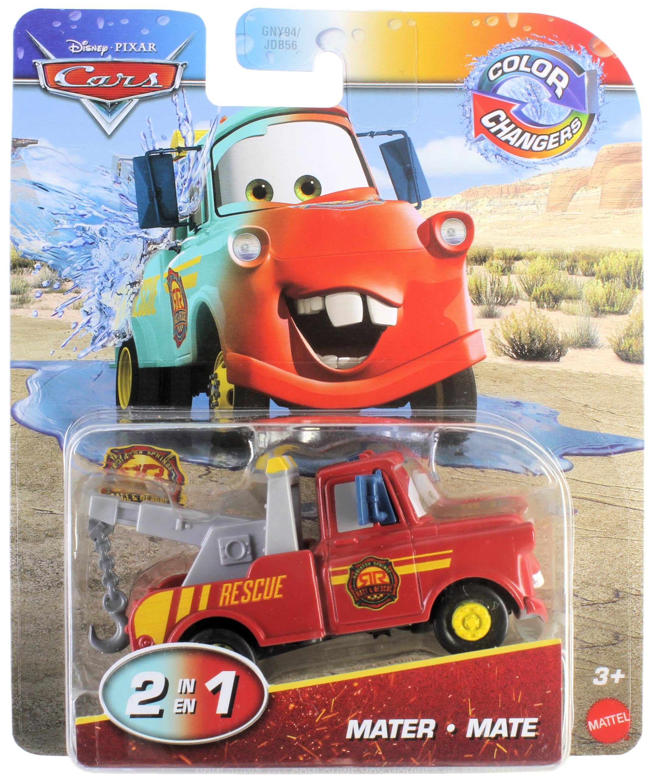 Mattel Disney Cars Color Changers Mater dunk in warm water transforms colors.