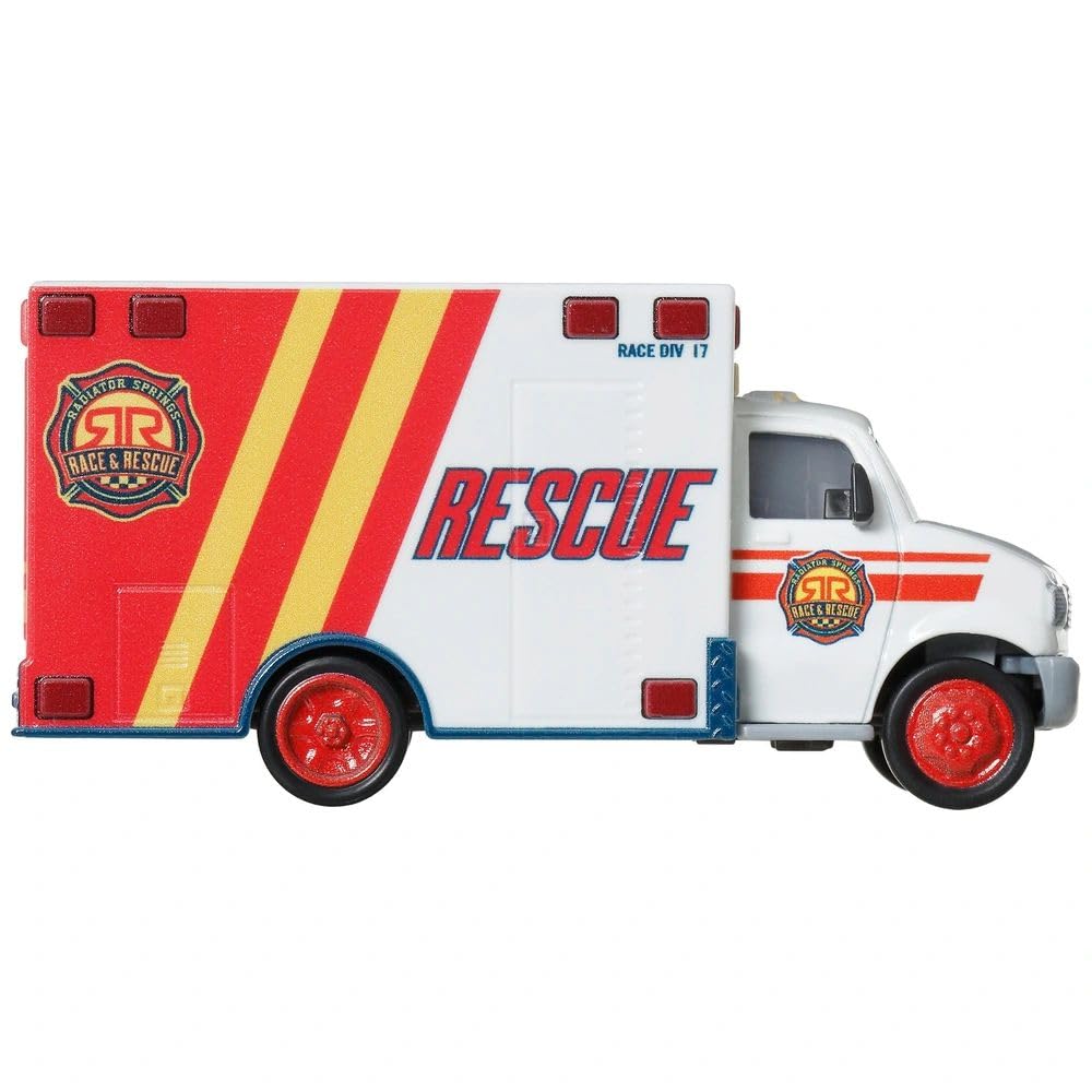 Mattel Disney Cars Radiator Springs race scene with Morgan Martins ambulance at 1:55