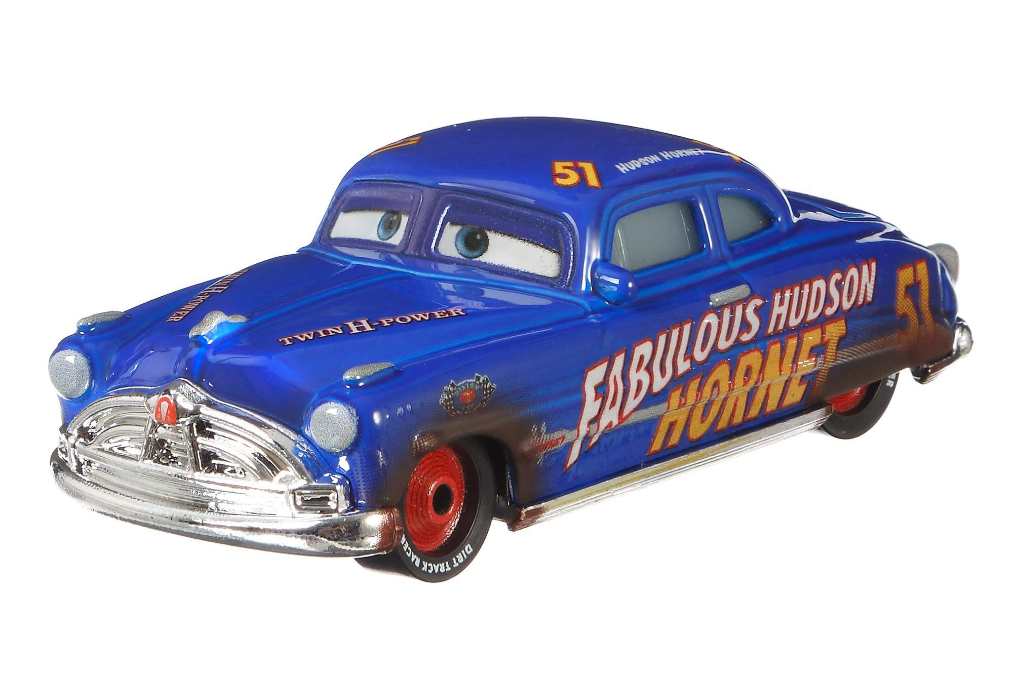 Mattel Disney Cars 3 Hudson Hornet detailed decal, perfect for authentic movie-inspired collections.