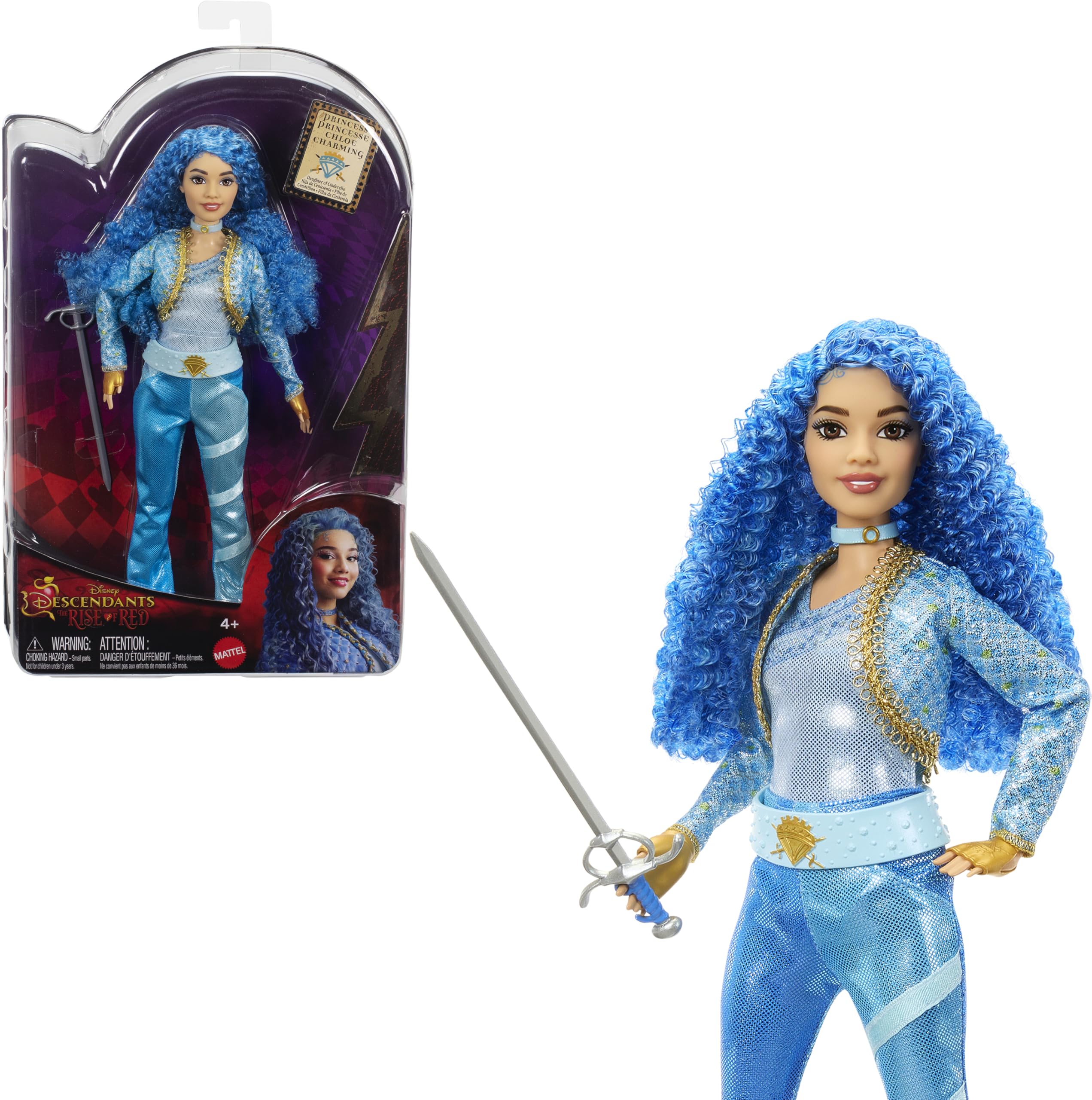 Mattel Disney Descendants Rise of Red Princess Chloe Charming doll front view for display
