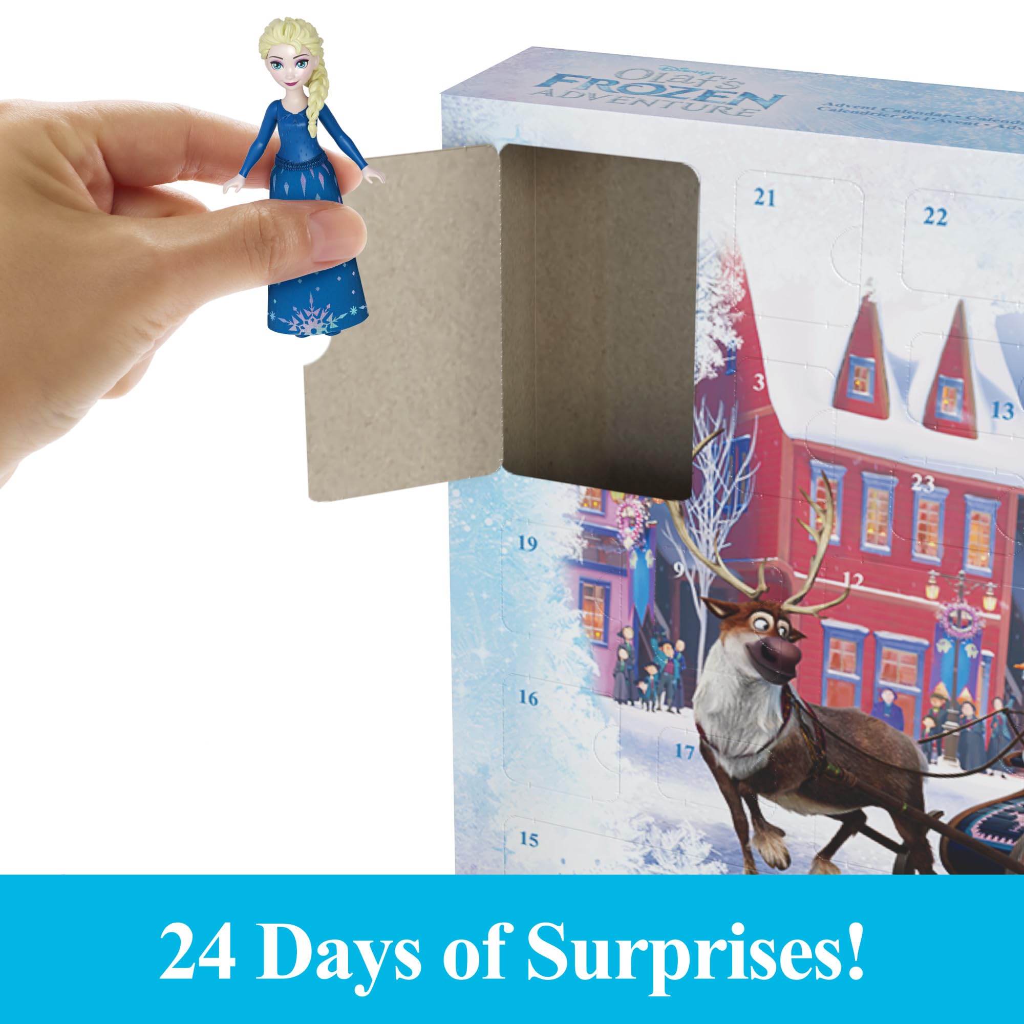 Mattel Disney Frozen Advent Calendar: moldable sand for snowy scene creation.