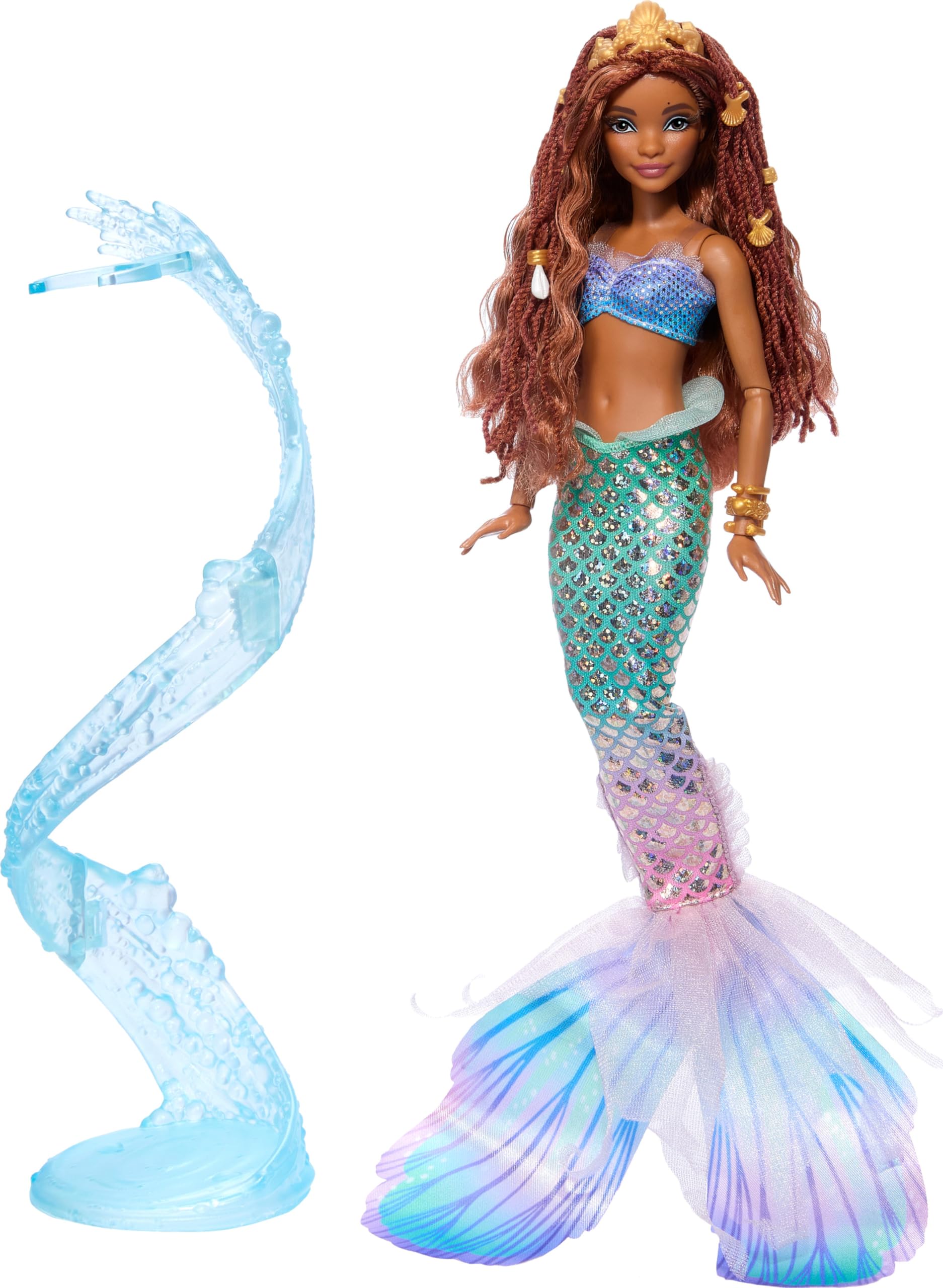 Mattel Ariel foil-ombre top and foil-scale tail for shimmering detail