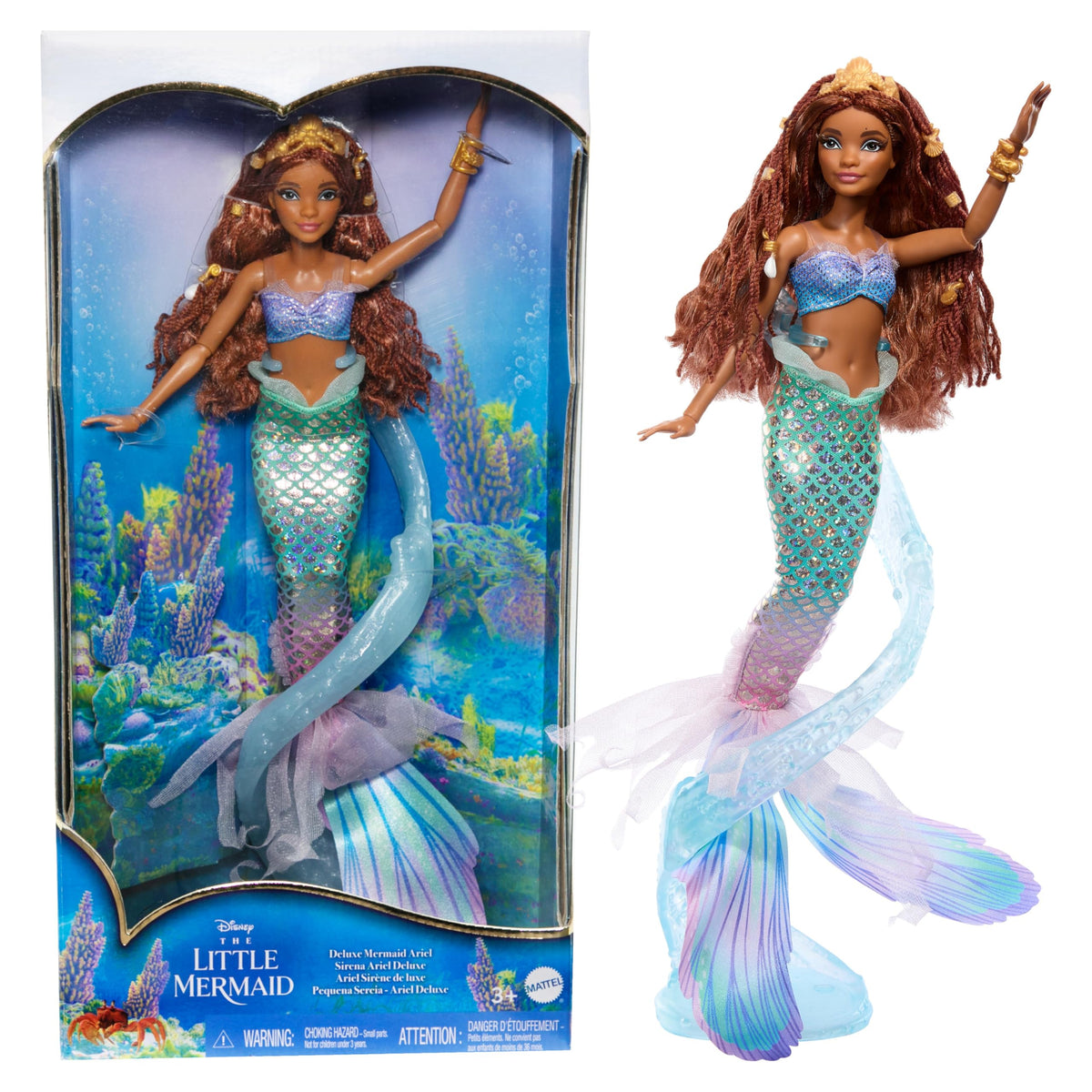 Mattel Ariel deluxe doll with iridescent tail for imaginative undersea play