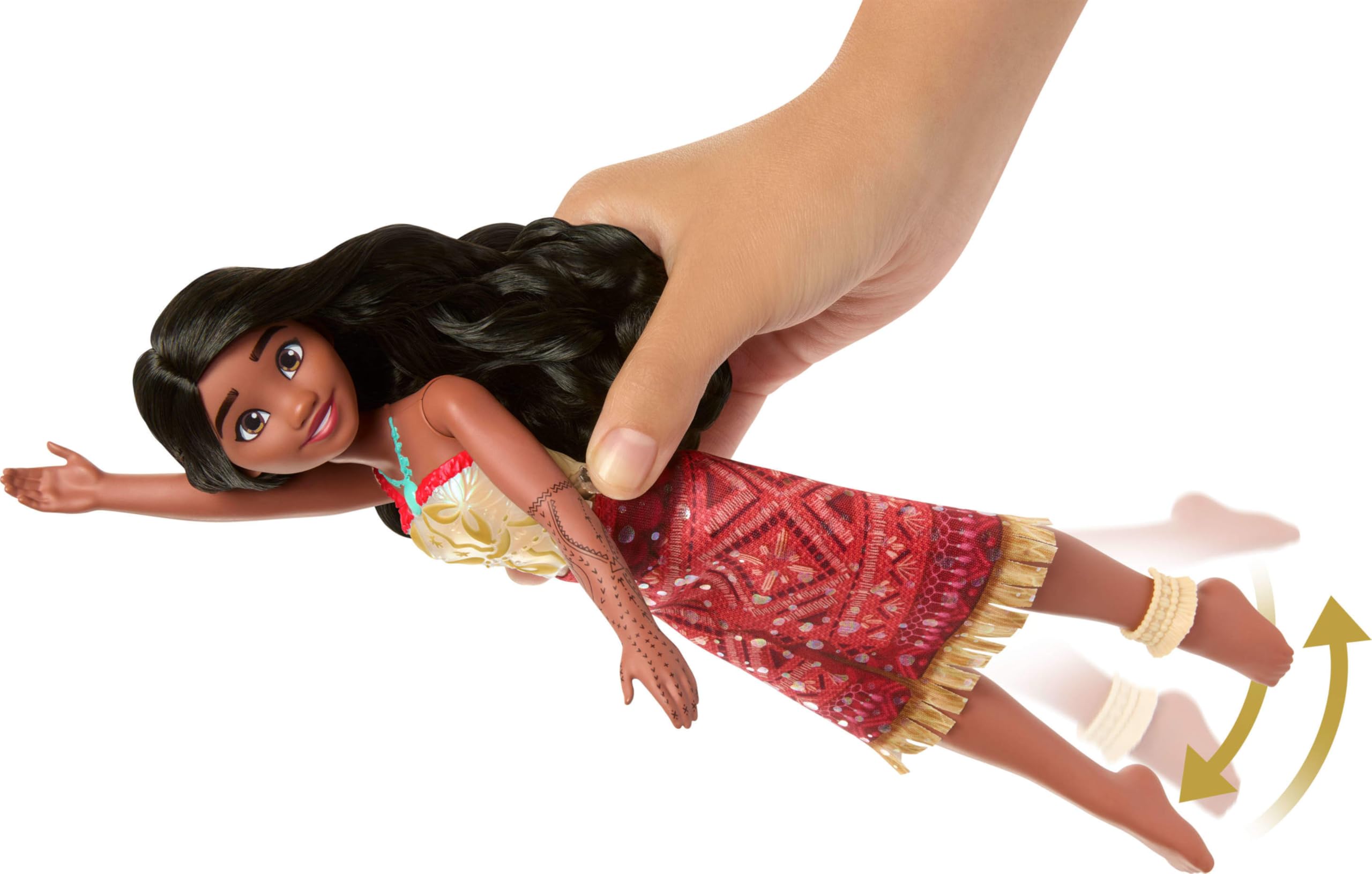 Mattel Disney Moana 2 color-change bodice activates with warm water for magical moments.