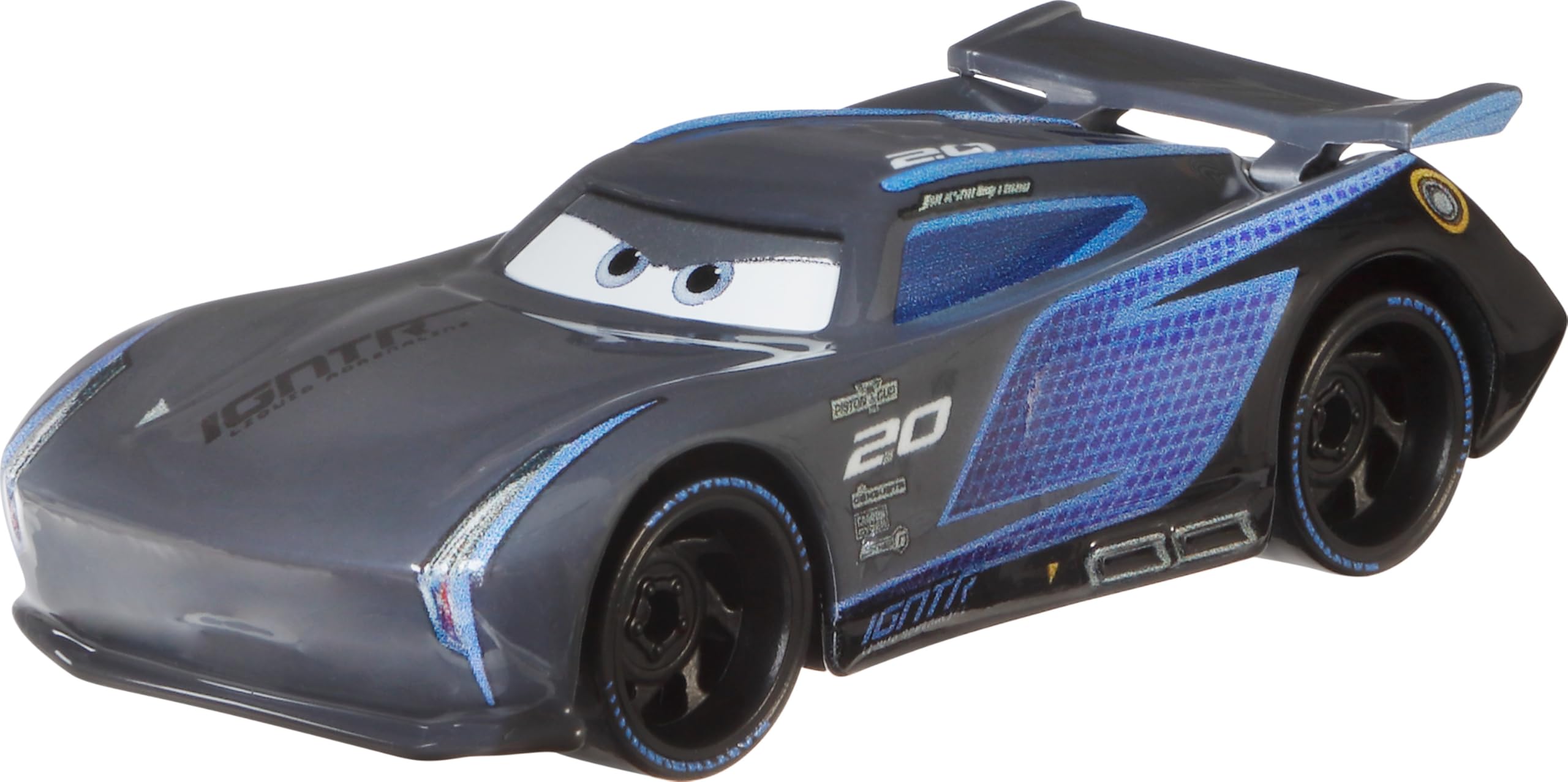 Mattel Disney Pixar Cars Jackson Storm die-cast front view, ideal for display and collection.