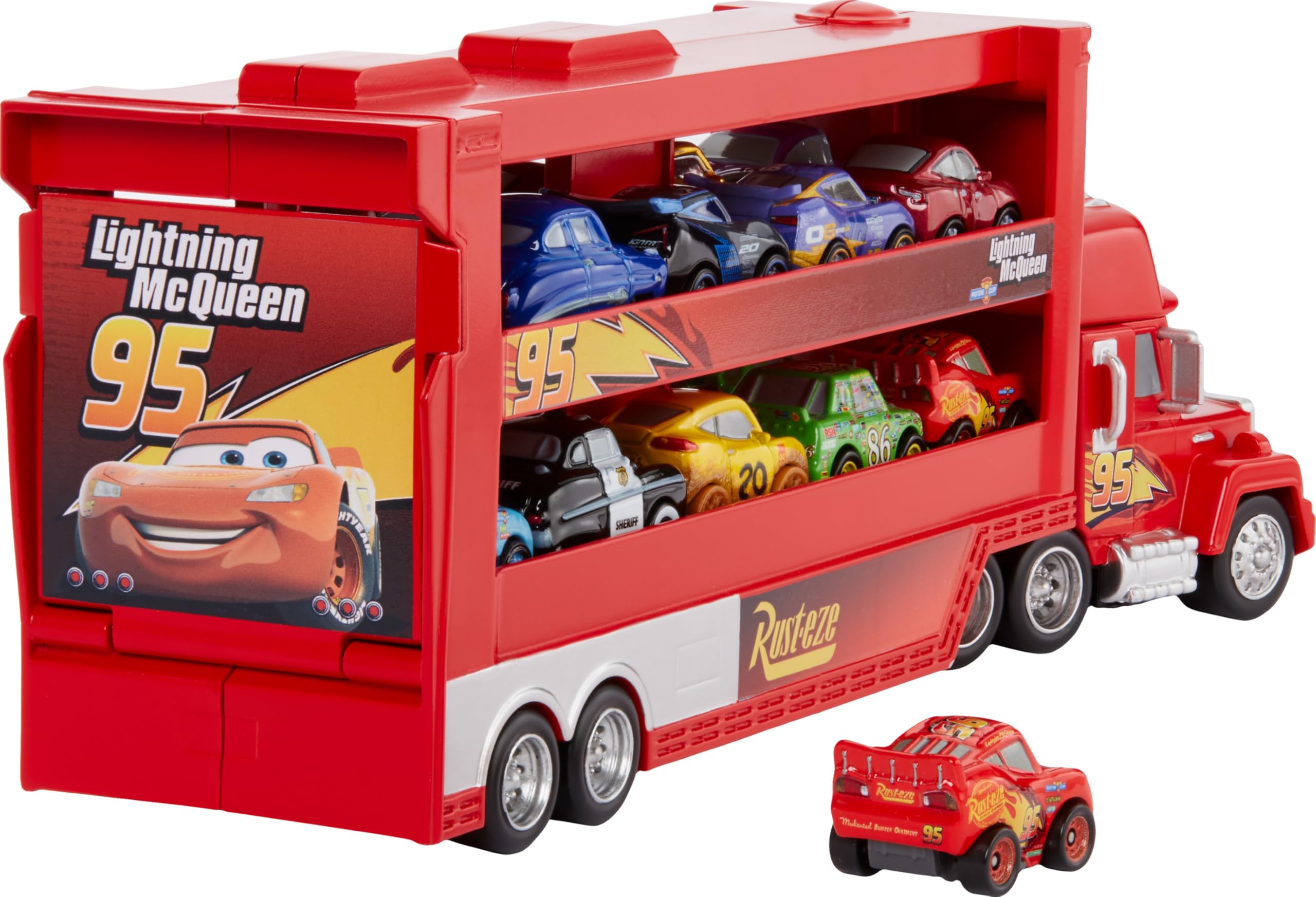 Kids load and unload minis on the ramp for imaginative scenarios.