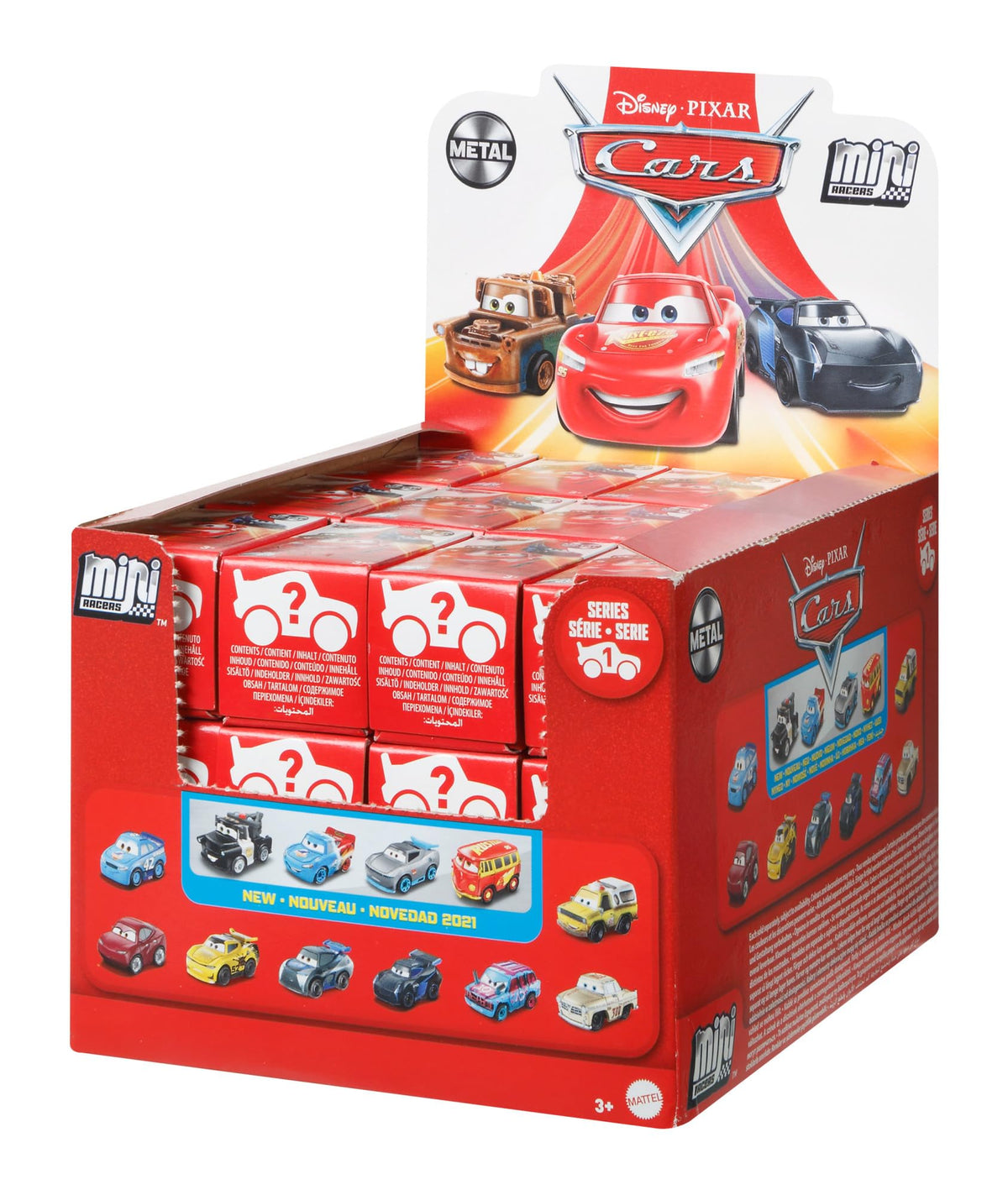 Mattel Disney Cars mini vehicle in blind box for exciting unboxing play.