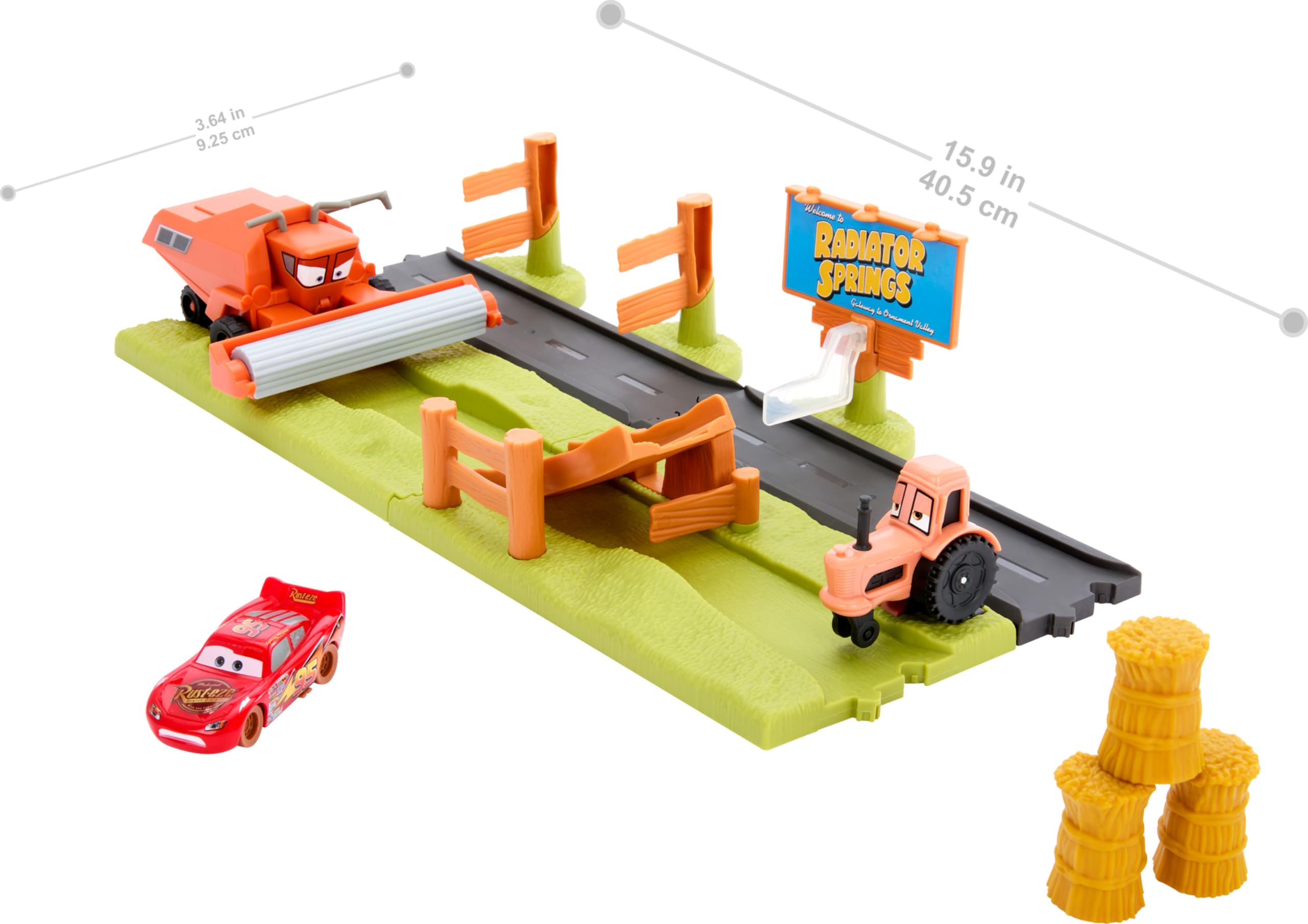 Mattel Disney Pixar Cars out-of-the-box packaging showcases complete playset.