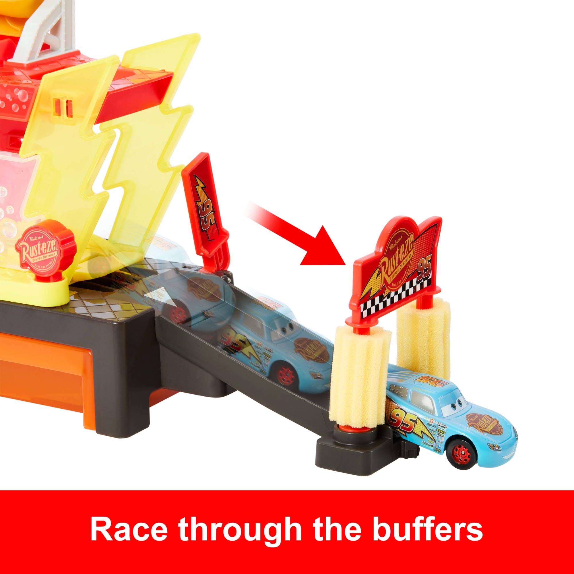 Mattel Piston Cup water tank displays color-changing effects during play.