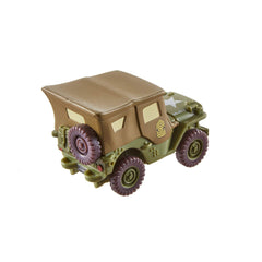 Mattel Cars Sarge figure in 1:55 scale, ideal for display shelves.