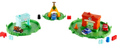 Mattel Disney Pixar Cars track assembly displaying reconfigurable layouts for creative racing.