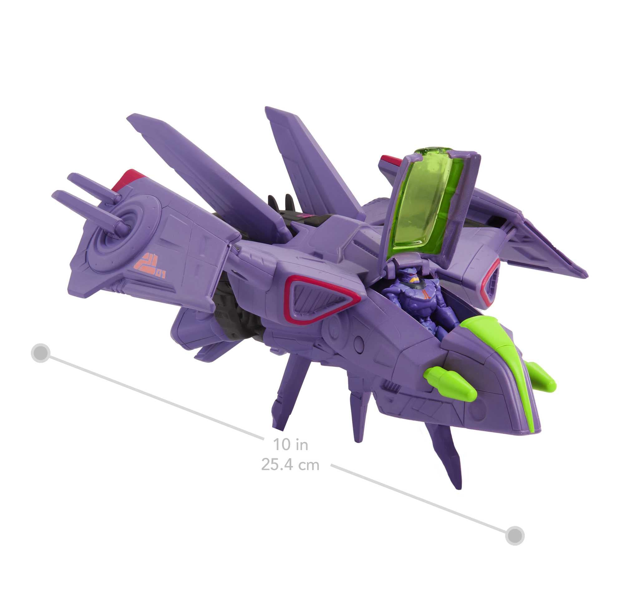 Mattel Lightyear Hyperspeed Zurg Fighter Ship side profile for display