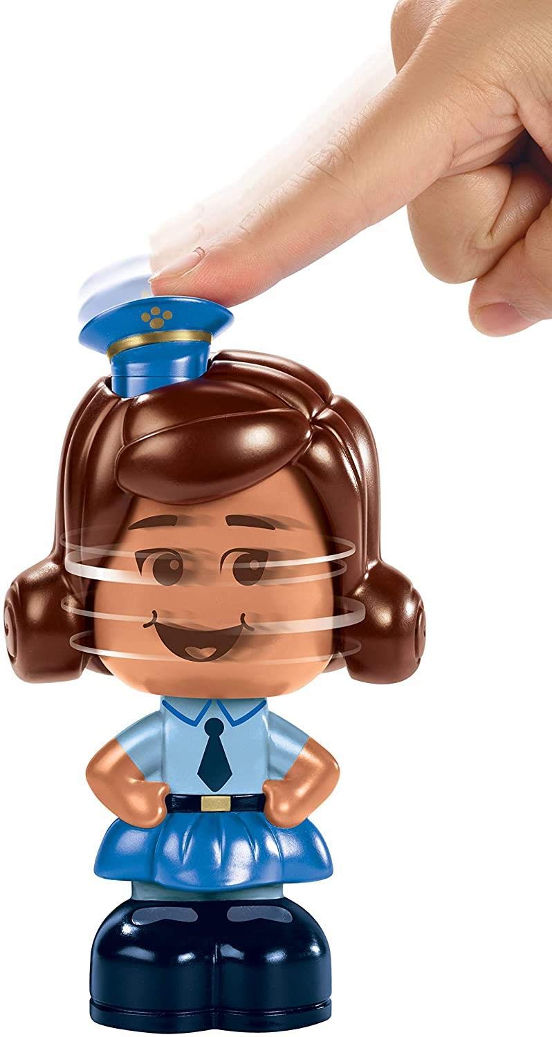 Push the hat to change expressions, revealing playful reactions from Giggle McDimples