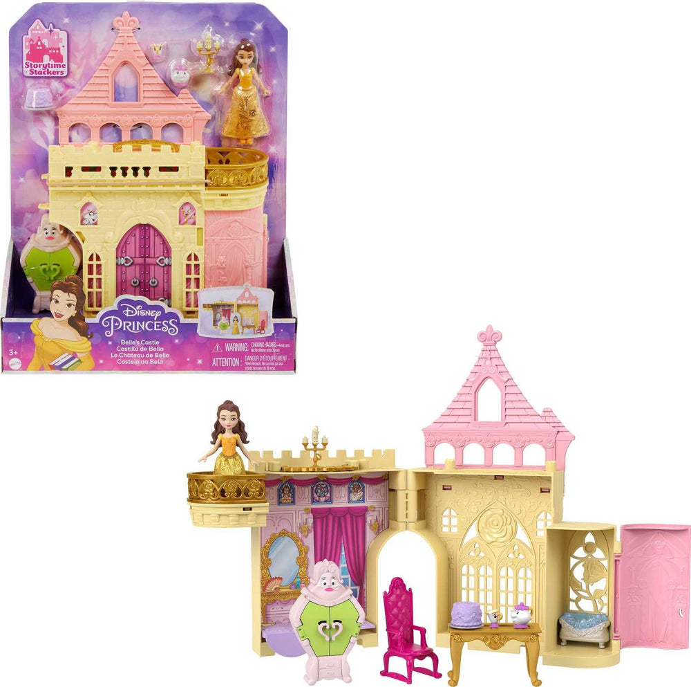Mattel Disney Princess Belle Stackable Castle Doll House for imaginative play