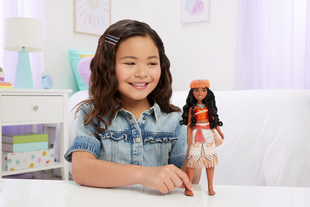 Mattel Moana doll with removable skirt offers versatile styling options.