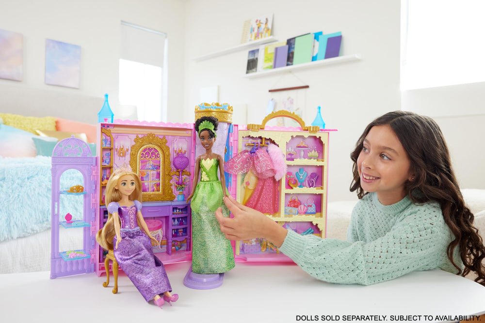Mattel Disney Princess Ready for the Ball dressing room with curtain for quick costume changes