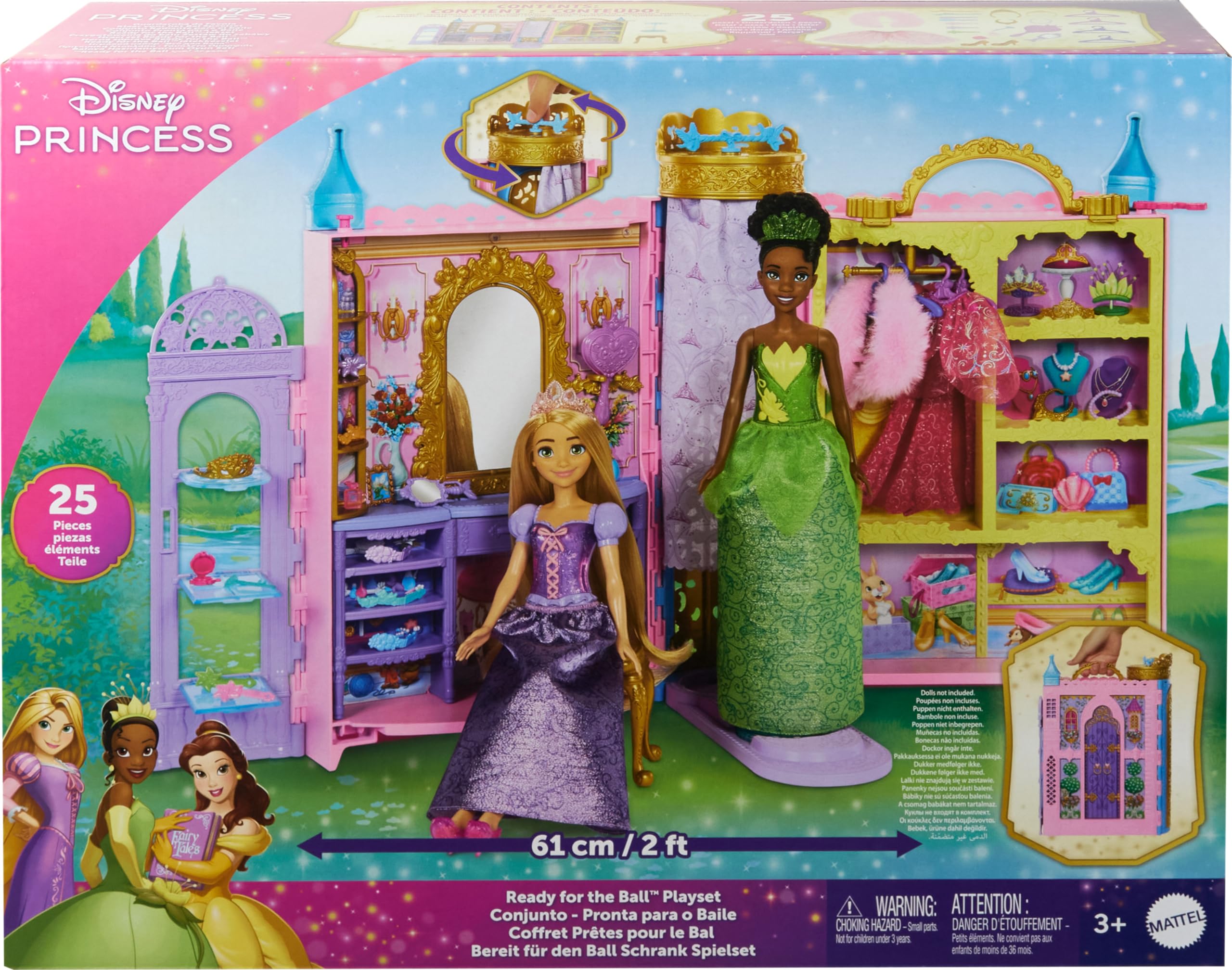 Mattel Disney Princess Ready for the Ball storage shelves keep outfits organized