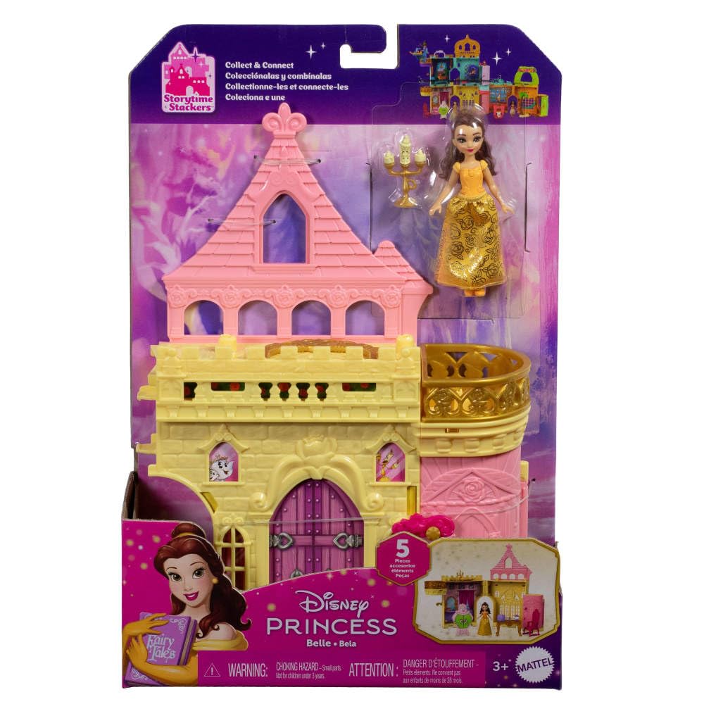 Mattel Storytime Stackers Belle's Castle with friend figures expands scenes and interactions.