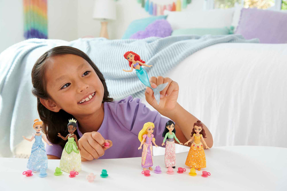 Mattel Disney Princess tea set with pot and cups for gentle storytelling.
