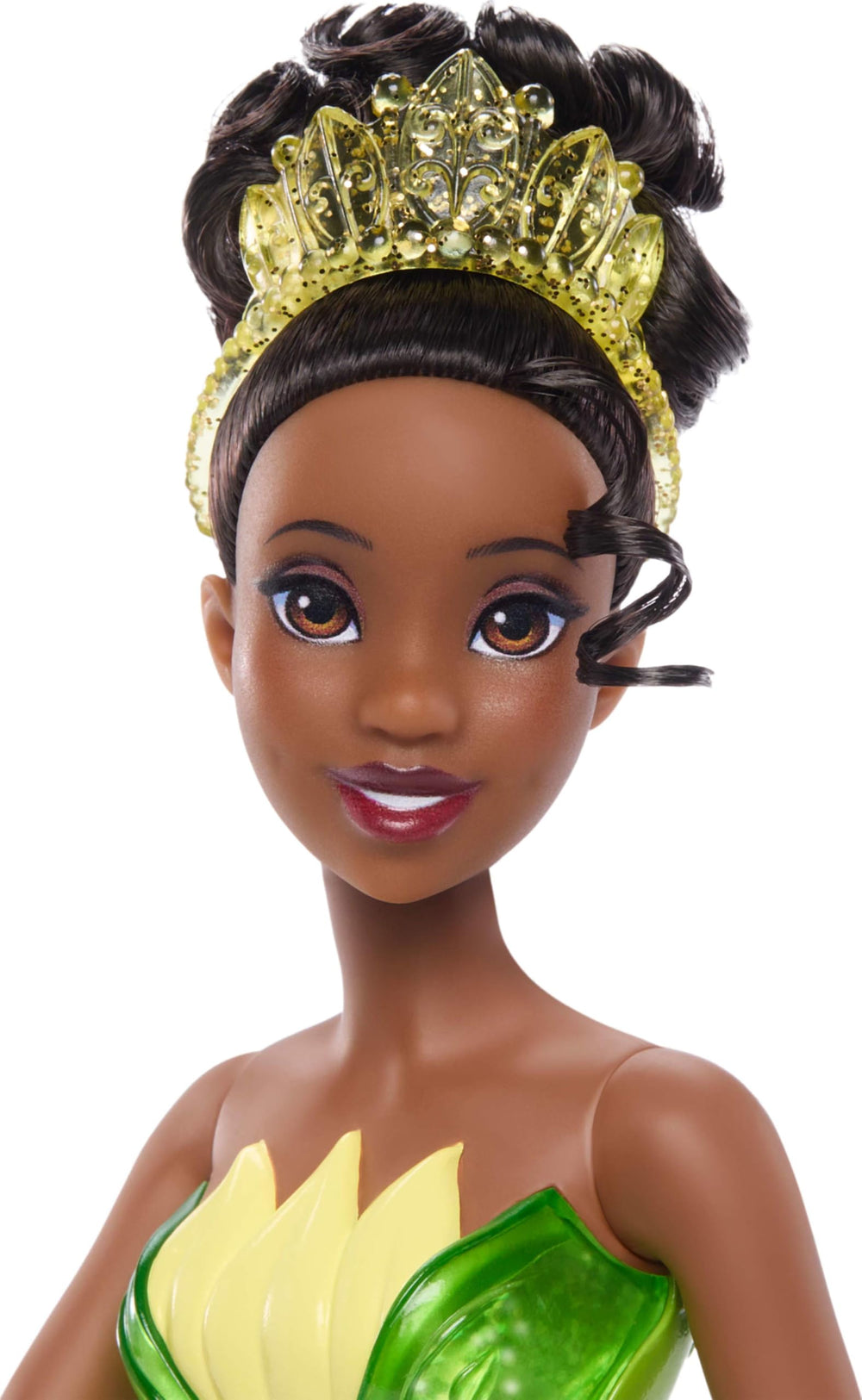Mattel Disney Princess Tiana doll elegant updo for hairstyling fun