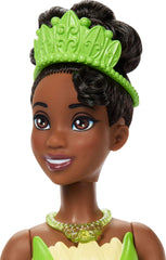 Mattel Disney Princess Tiana features posable body, brushable hair, and tiara.