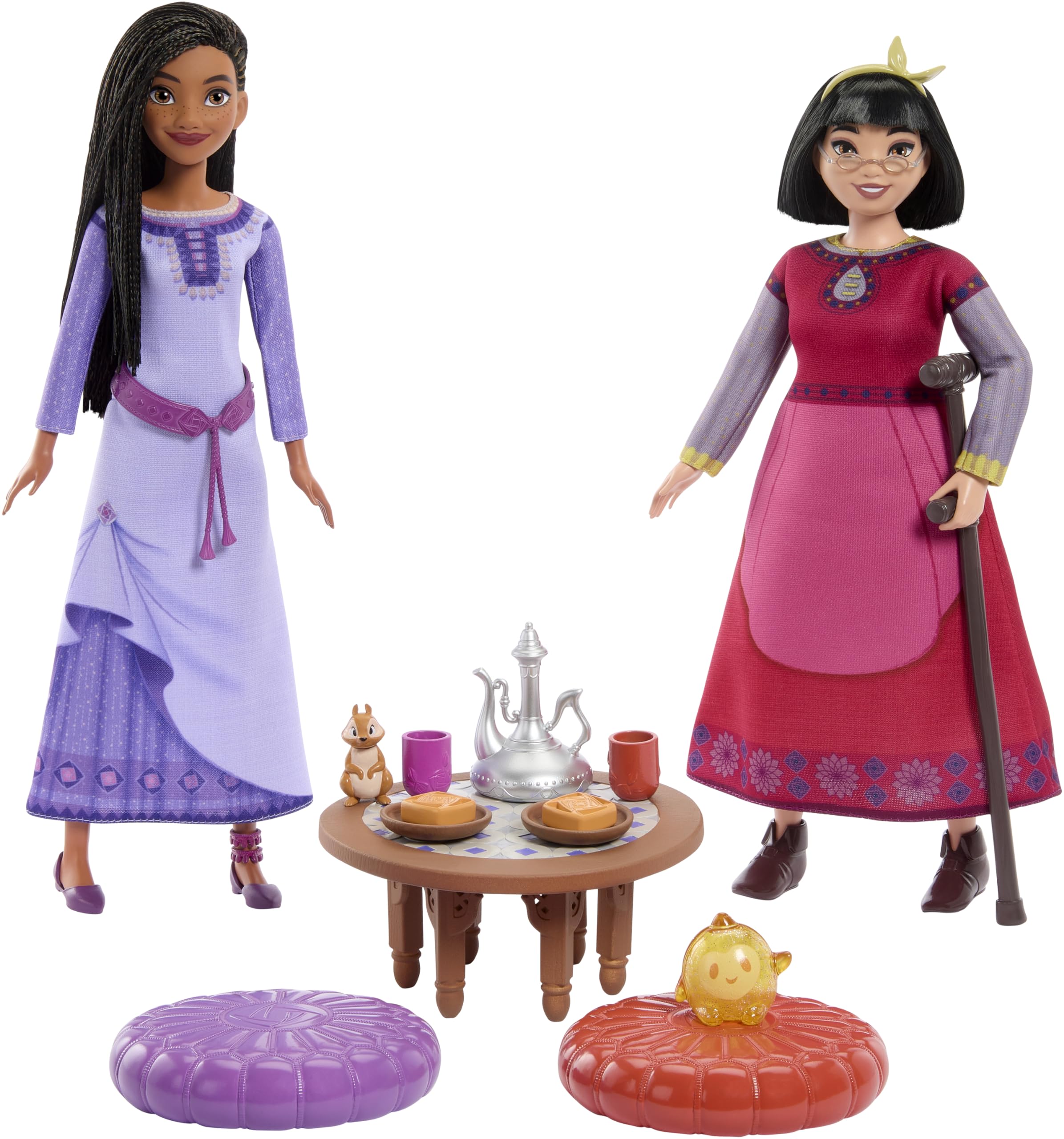 Mattel Disney Wish Best Friends Tea Time set with Asha and Dahlia dolls for imaginative play