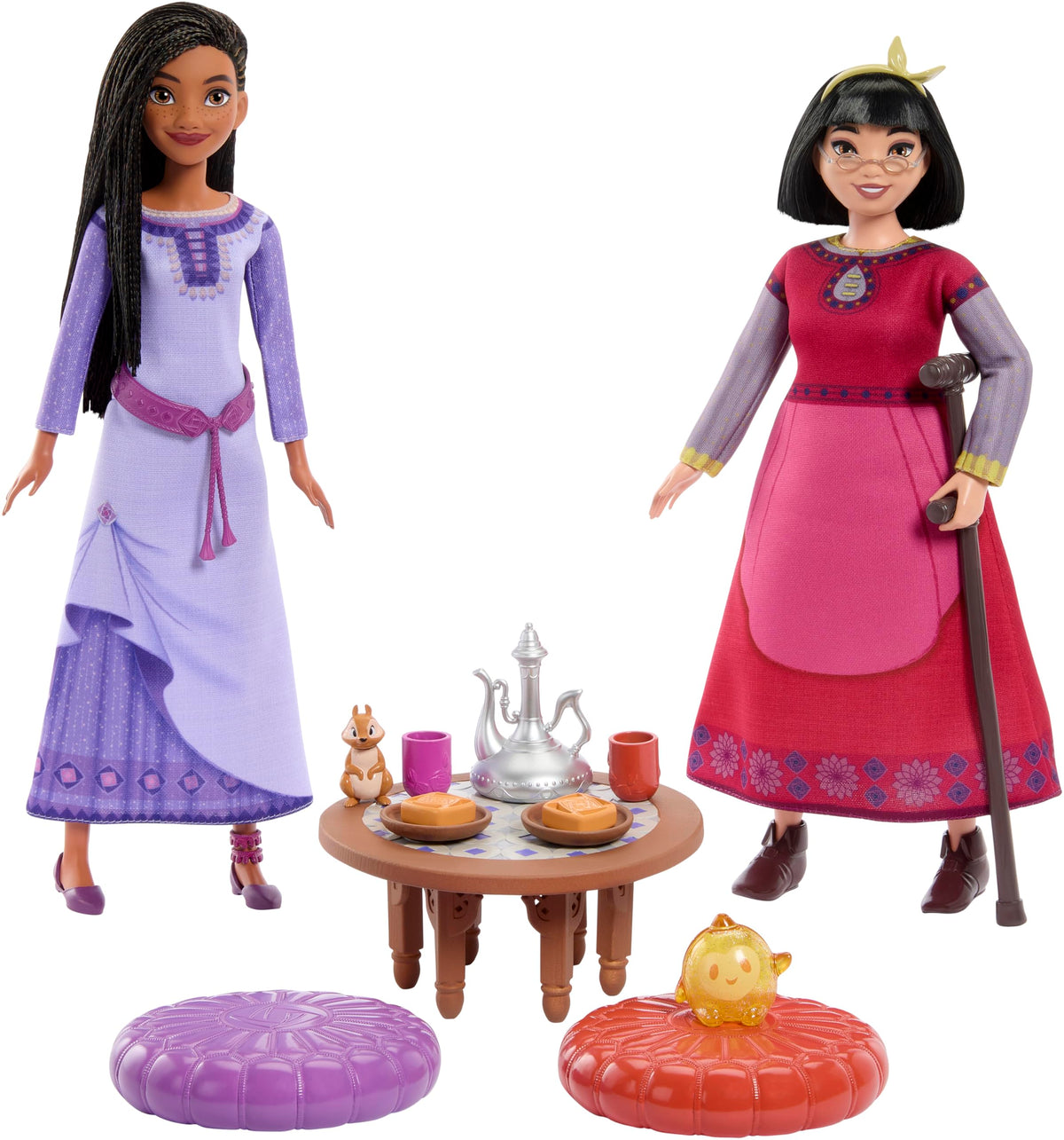 Mattel Disney Wish Best Friends Tea Time set with Asha and Dahlia dolls for imaginative play