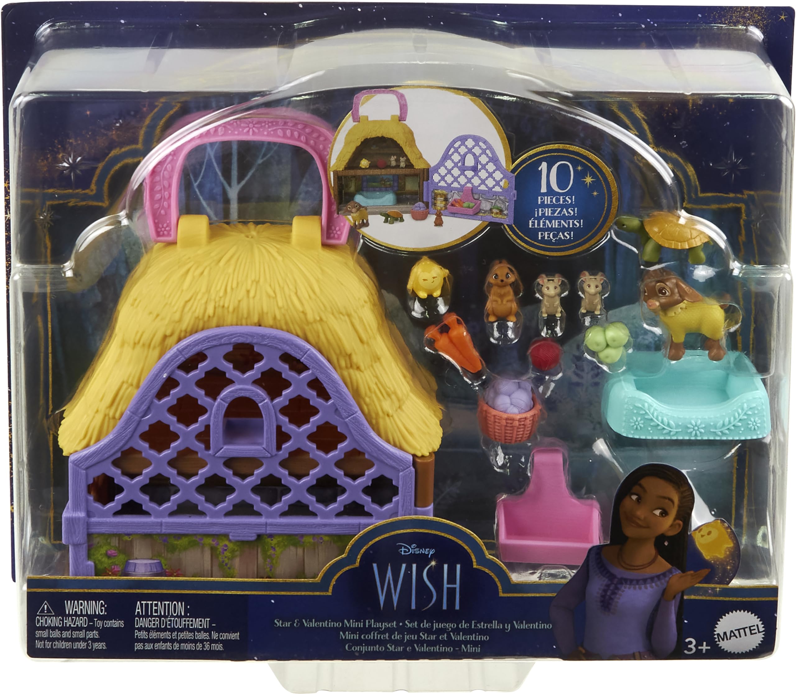 Mattel Disney Wish Star and Valentino mini playset includes 10 storytelling accessories.