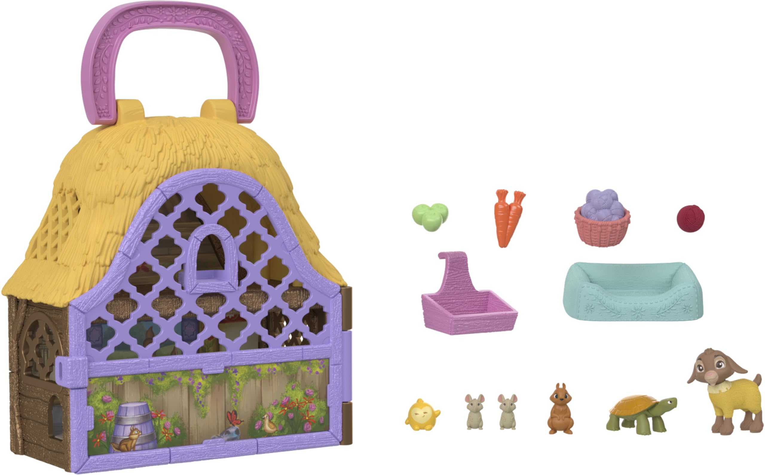 Mattel Disney Wish Star and Valentino mini playset travel handle enables on-the-go play.