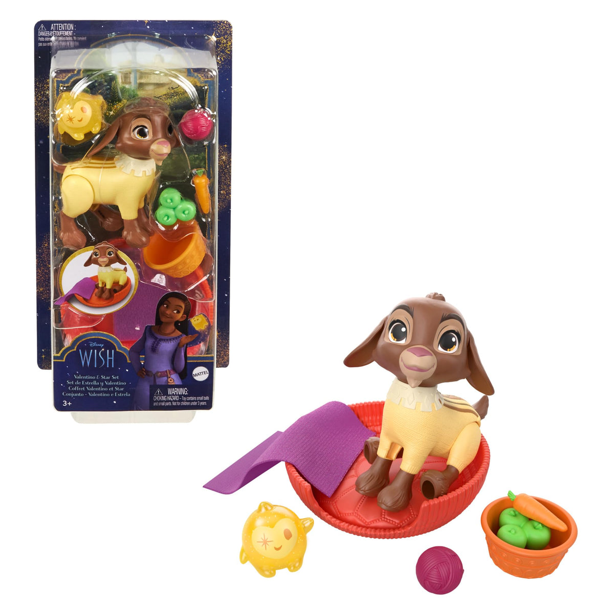 Mattel Disney Wish Valentino figure with Star for imaginative storytelling.