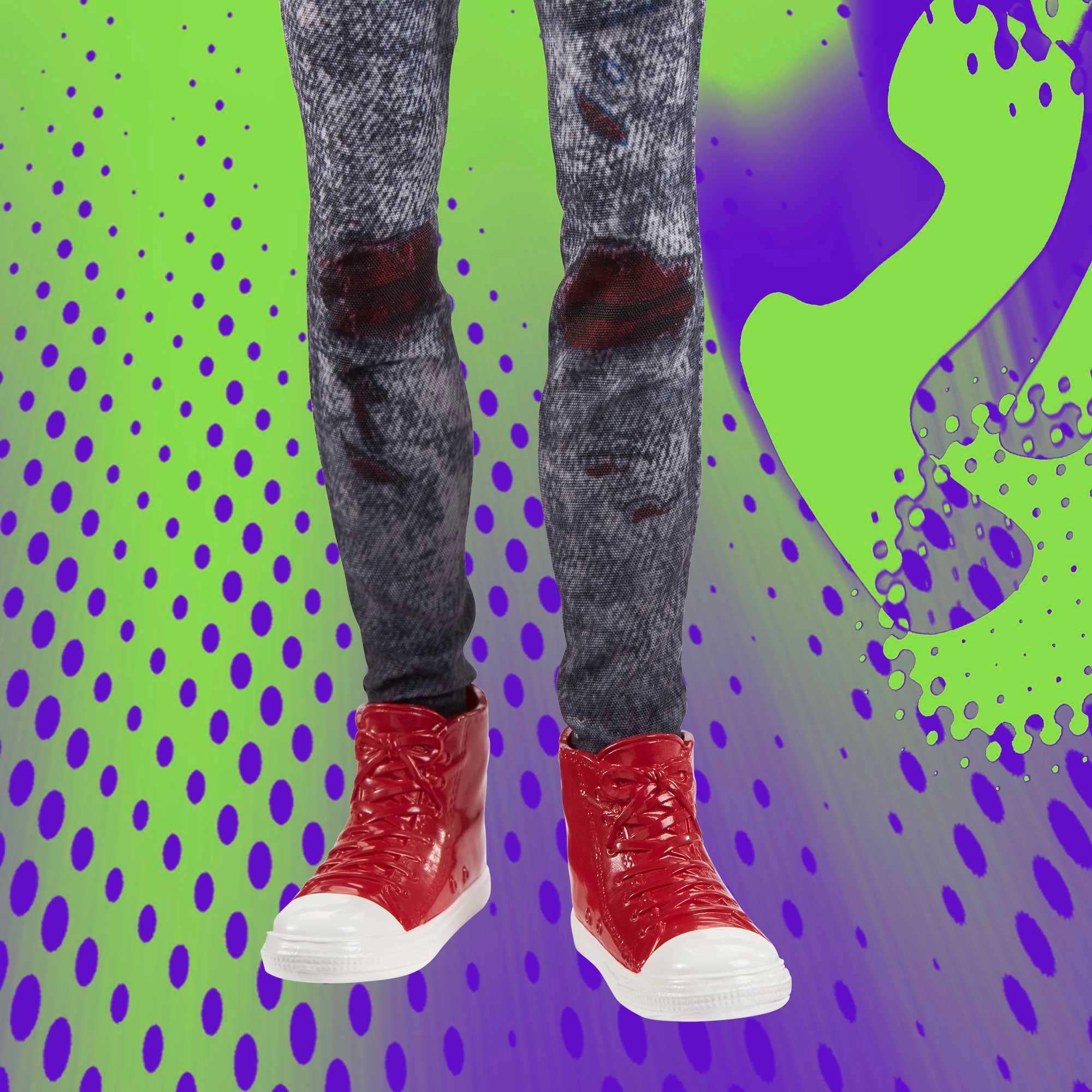 Mattel Disney Zombies 2 Zed removable jean jacket and accessories for authentic detail.